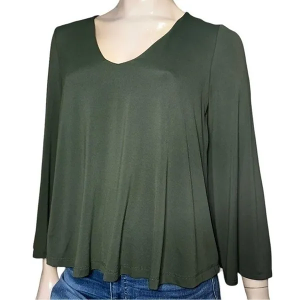 Susana Monaco Women’s Size XS Army Green Flared Sleeve Long Sleeve Top - Image 2