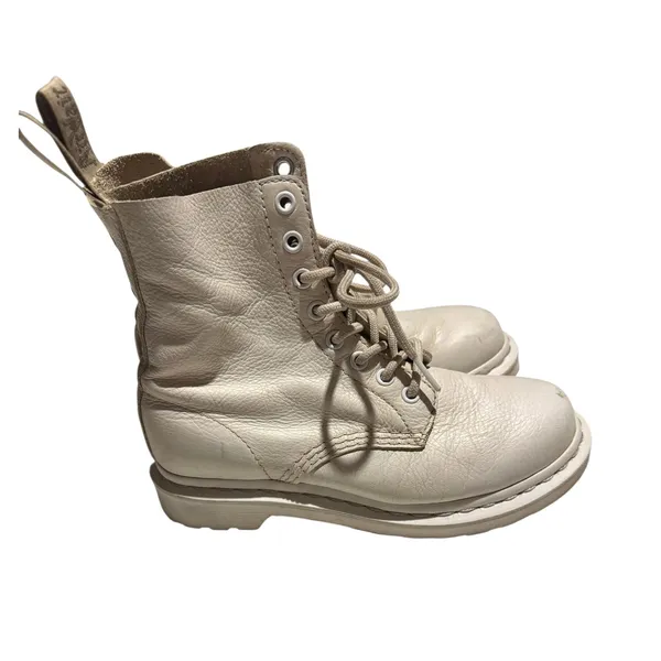 Dr Martens 1460 Pascal Mono Boot in Cream Virginia Leather Boots Women's Sz 6‎ - Image 2