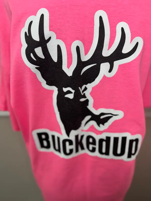 Bucked Up Neon Pink Short Sleeve Graphic Tee Size Large - Image 4