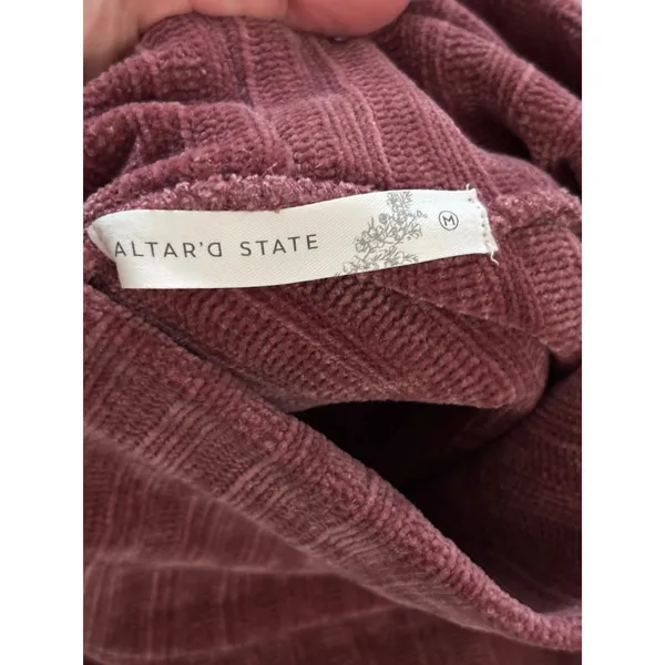 Altar'd State Burgundy Ribbed Turtleneck‎ Cropped Sweater Women's Medium - Image 5