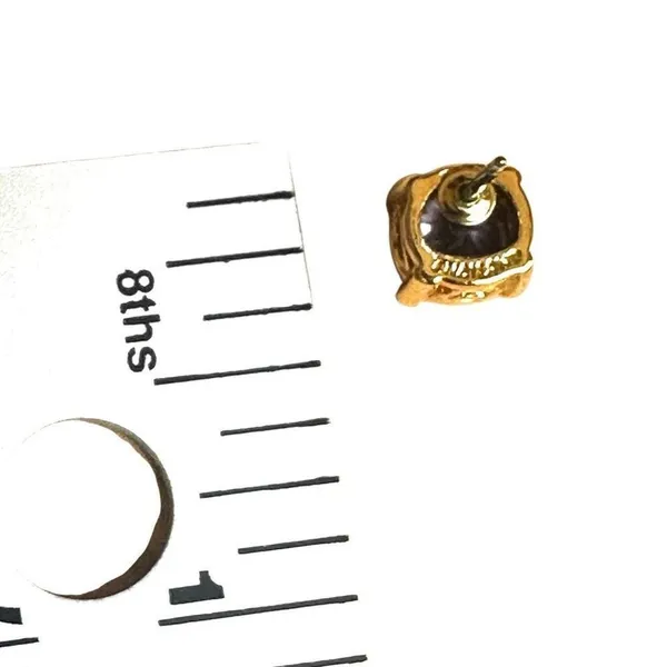Gold-Tone Blue-Gray CZ Stud Earrings - Image 7