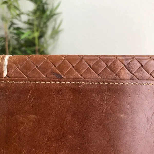Unisex Brown genuine leather western wallet cardholder silver accents #boho #indie #texas #western #streetwear - Image 3