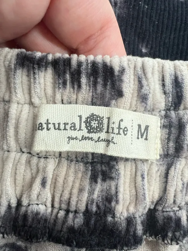 Natural Life Corduroy Wide Leg‎ Pants Medium Black Tie Dye - Image 5
