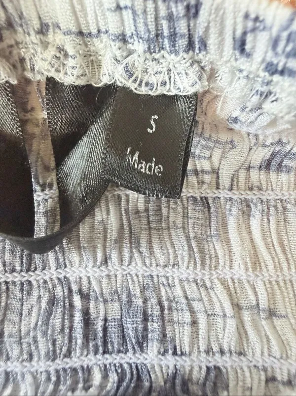 Made Gray & White Toile Print Dress Size S Off Shoulder Bell Sleeve - Image 2