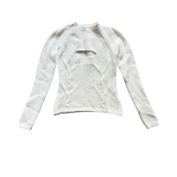 Gimaguas Ori Cutout Sweater Jumper Size Small‎ White Cable Knit Alpaca Blend - Image 2