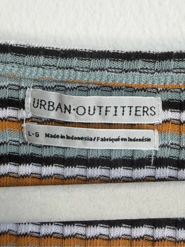 Urban Outfitters Striped Button Down Ribbed Long-Sleeve Crop Top - Image 3
