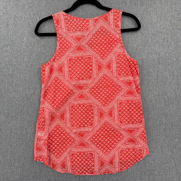 The North Face Womens Red Print Organic Cotton Henley Tank Top Small - Image 2