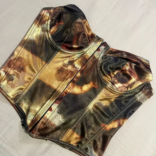 Dolls Kill Gold and Brown Renaissance inspired corset top - Image 2