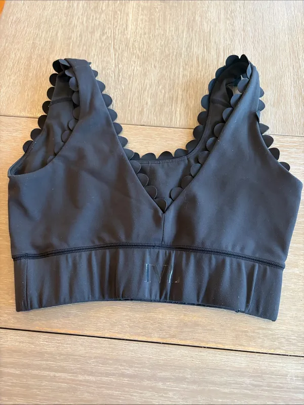 Scallop-Edge Black Sports Bra - Women - Image 2