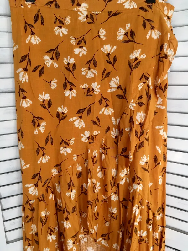 Gold Floral Maxi Skirt, Large - Image 2