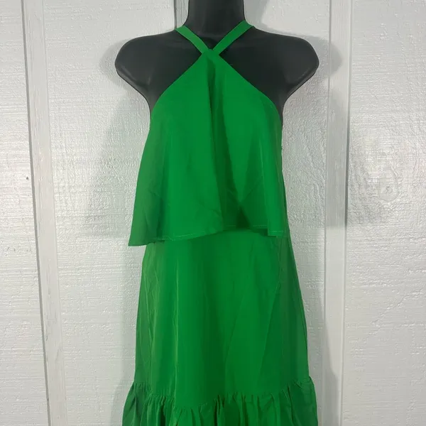 Misa Hylton for INC Green High Neck Spaghetti Strap Tiered Dress Size Small NWOT - Image 4
