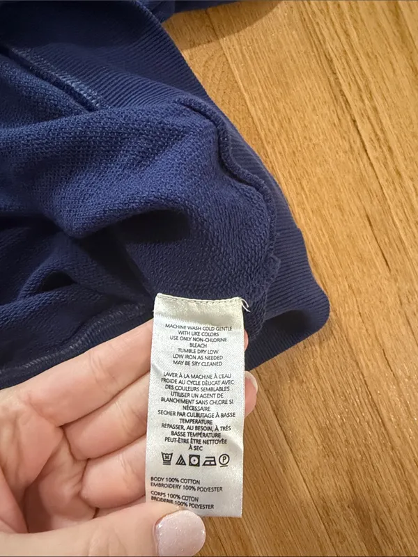 Maeve Anthropologie Game Day Navy Blue Crewneck Sweatshirt Sz M - Image 5