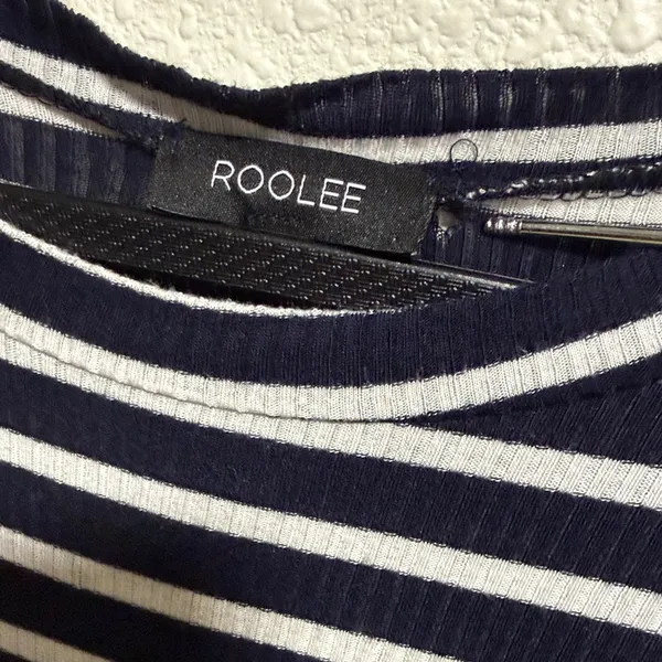 Roolee black White Striped Ribbed Knit Maxi Dress 3/4‎ Sleeve Small - Image 10