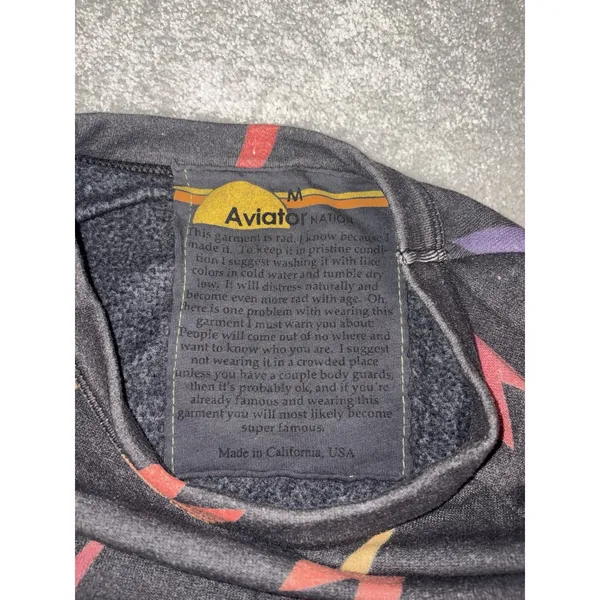 aviator nation lightning bolt sweatshirt all over print crew neck medium - Image 7