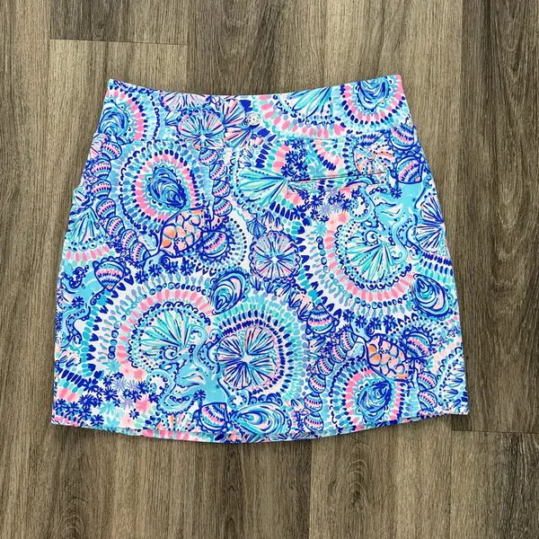 Lilly Pulitzer Skort Size 6 in Blue and Pink Patterned Mini Skirt Luxletic - Image 3