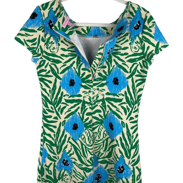 Lilly Pulitzer Layton Sea Oat Ikatty Ikat Engineer Print Shift Dress Size Medium - Image 12