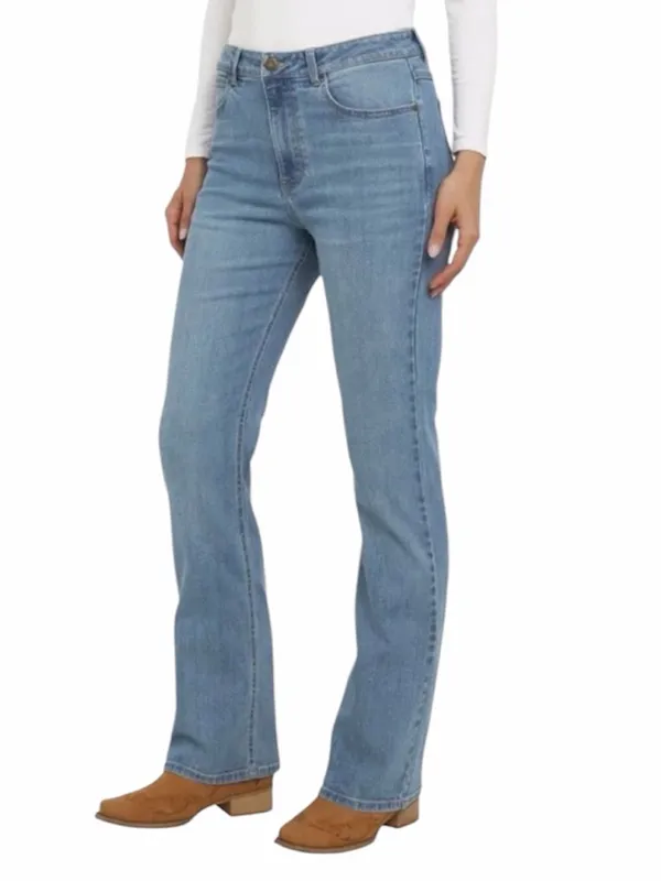 NEW Wrangler Women’s High Rise Bootcut Light Wash Blue Denim Jeans, Size 12x31 - Image 3