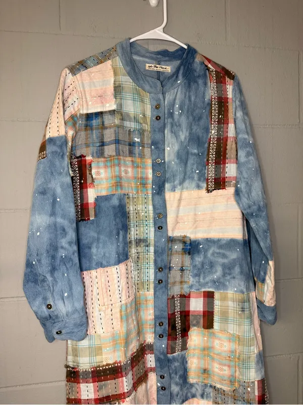 We The Free Phoenix Patched Shirtdress Duster Women’s Sz XS Patchwork Maxi Dress - Image 5