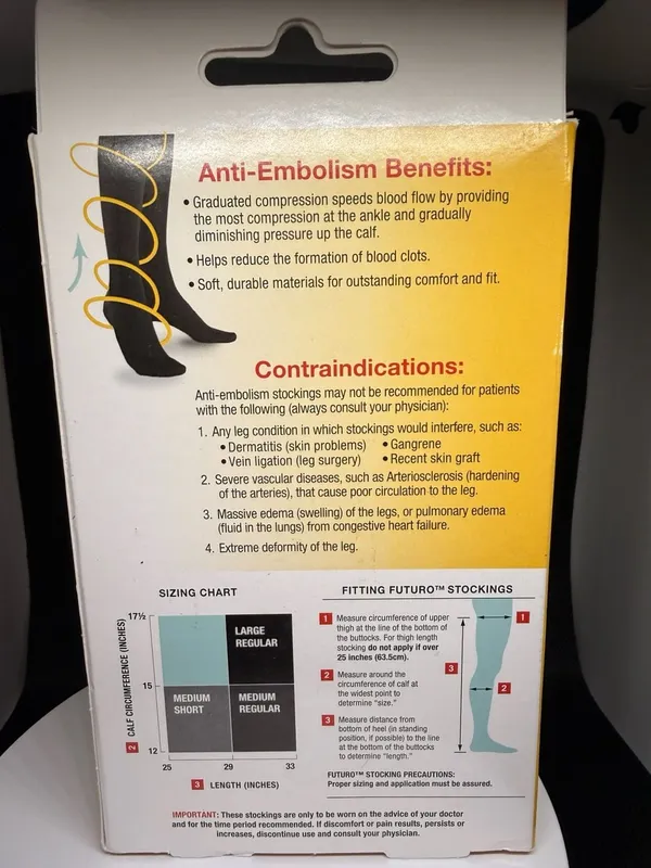 3M Futuro Anti-Embolism Thigh Length Stockings Unisex Large White Moderate Compr - Image 3