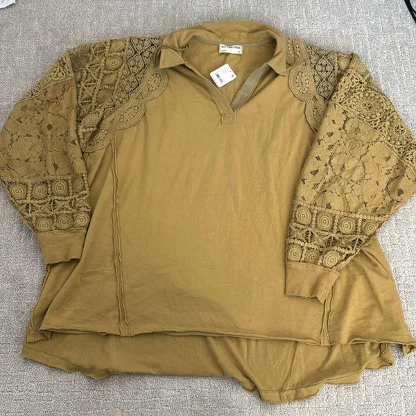 NEW NWT We The Free Olivia Tunic antelope brown long sleeve collared pullover - Image 5
