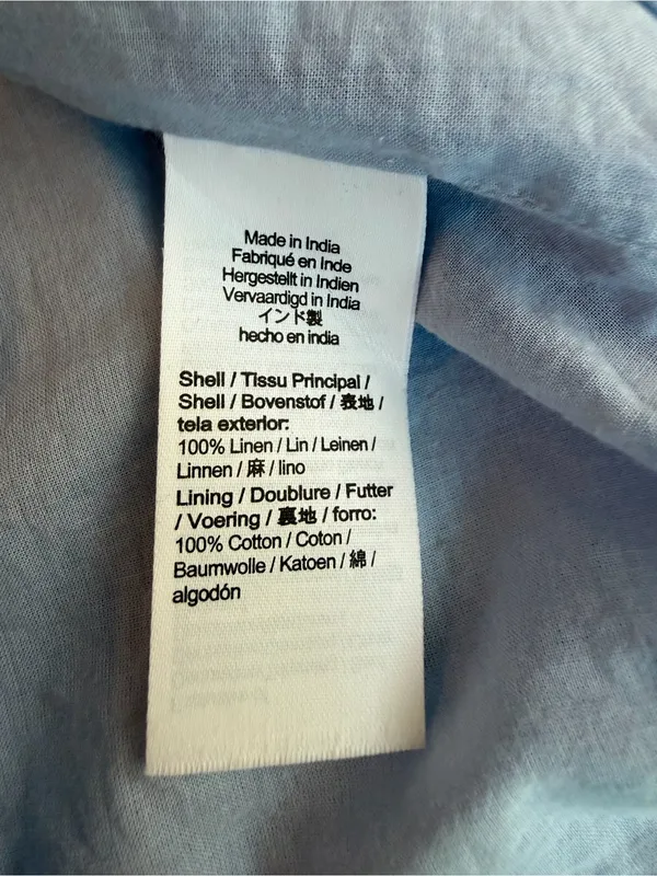 J.Crew Linen Daydream Dress Blue Smocked Puff Sleeve Midi Size S - Image 4