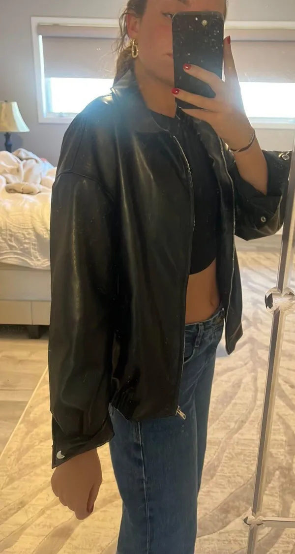 Leather Jacket Black Size 4 - Image 3