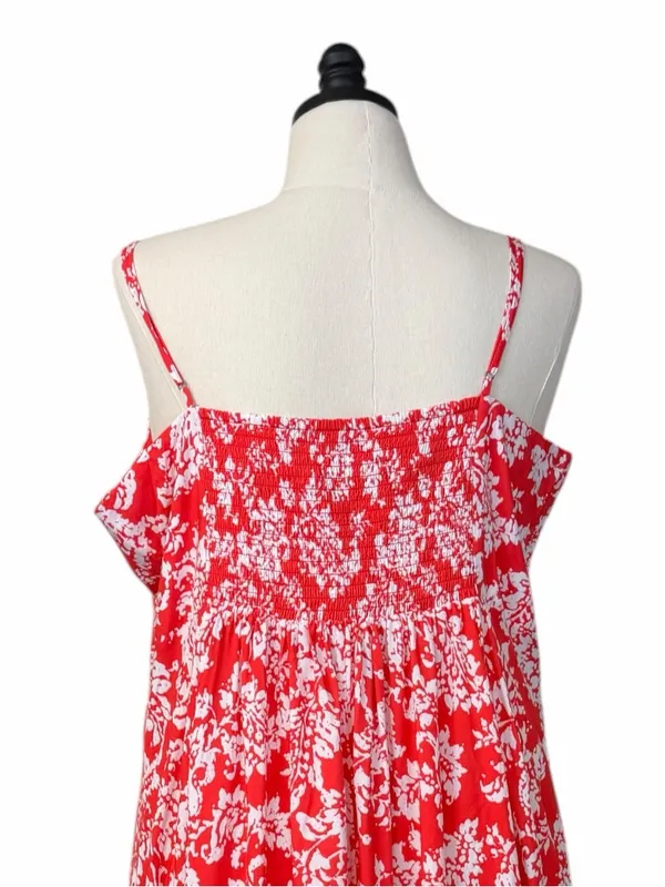 Gap Soft Cami Dress XXL V Neck Smocked Floral Red White NWT Sundress Casual - Image 8