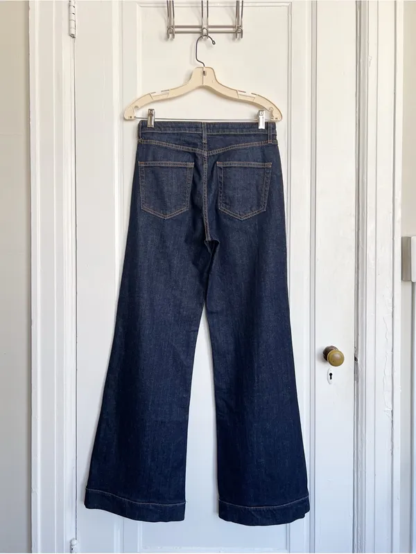 ASKK NY • Juniper Wide Leg Jean flare Olive Resin dark wash stretch trouser - Image 12