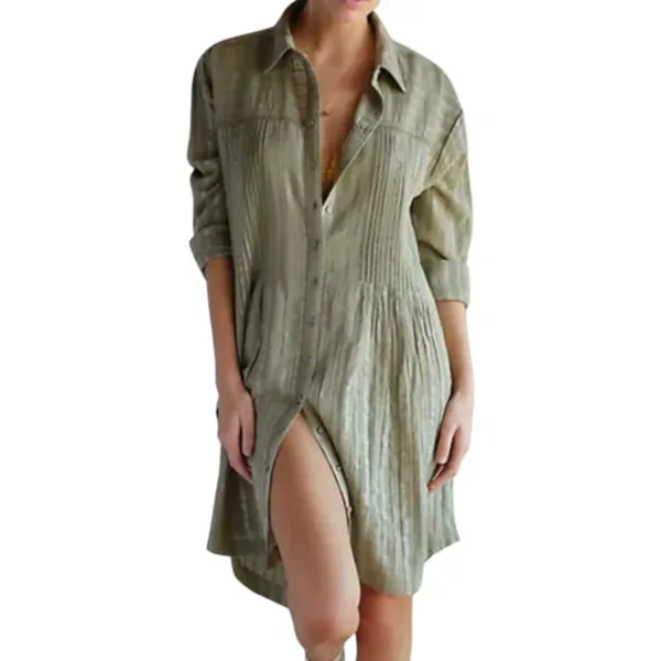 By Anthropologie Olive Green Silver Details Oversized Mini Dress Tunic Small - Image 3