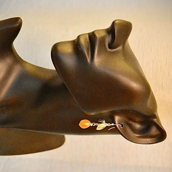 Orange Fruit Earrings Gold - Image 5