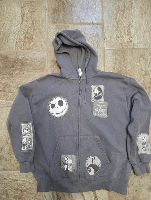 Disney The Nightmare Before Christmas XL Multi Patch Full Zip Hoodie Sweatshirt - Image 3