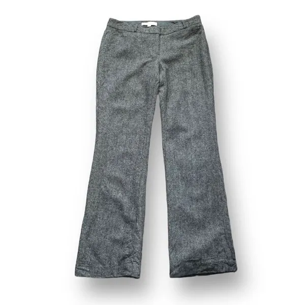 Loft Women's Gray‎ Wool Lined Flat Front Wide Leg Boot Cut Leg Pants Size 4 - Image 3