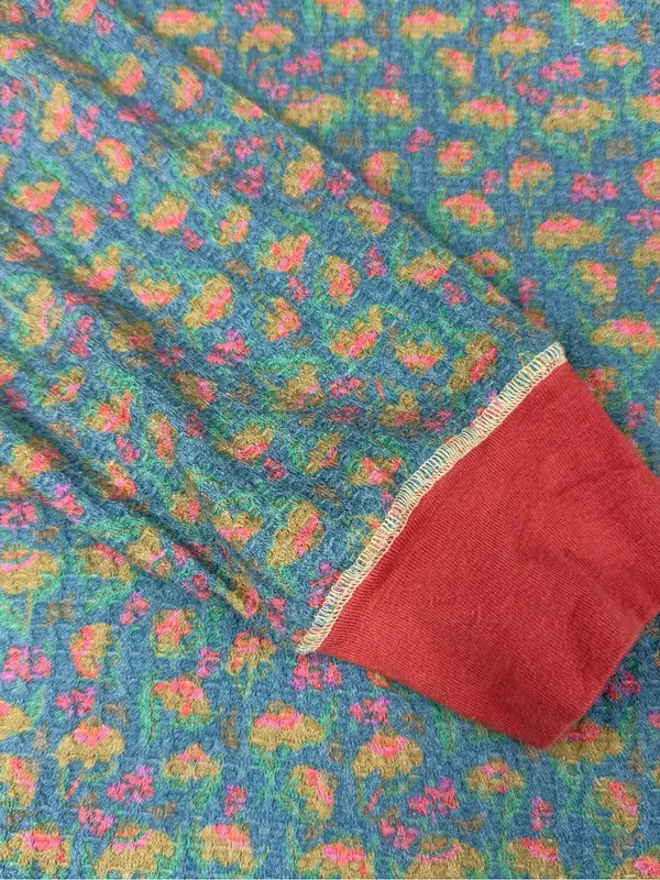Natural Life Floral Thermal Lounge Pajama Top Blue Pink Waffle Knit Large - Image 3