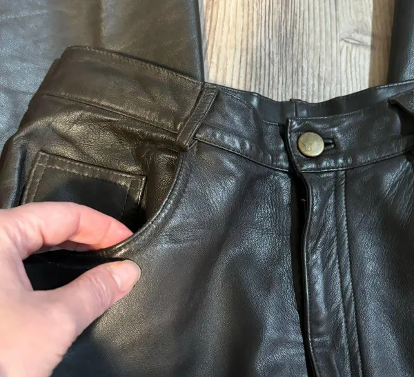 Vintage Vakko Sport Chocolate Brown Leather Pants - size 4 - Image 4