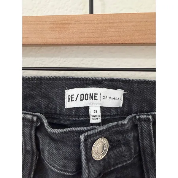 Re/Done Jeans Women's Size 29 Black Denim High Waisted Button Fly Straight Leg - Image 3