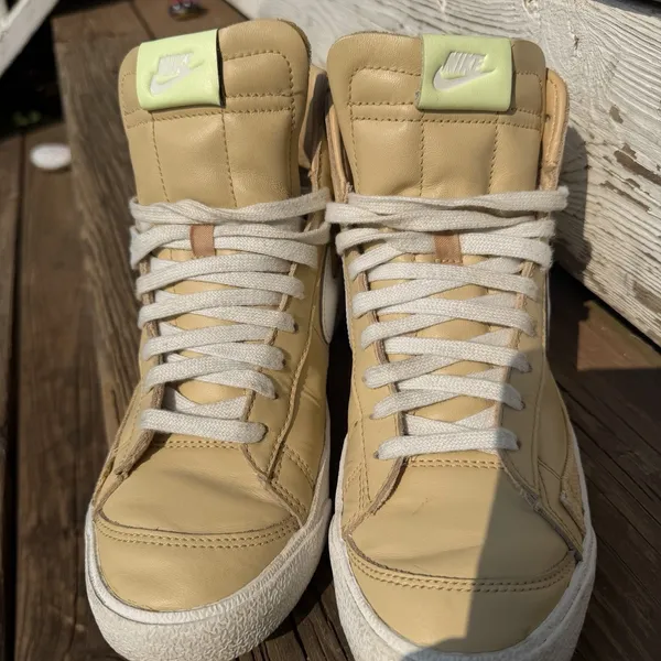 Nike Blazer Mid ‘77 Sesame Barely Volt Women’s US 9 Leather Sneakers DD9679-200 - Image 2