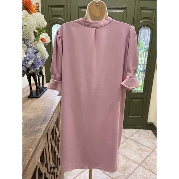 Women's Light Pink Short Sleeve Ruffle Dress – Size Large (L) - Image 5
