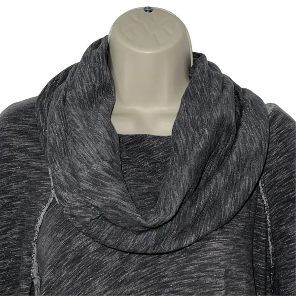 FP Beach Two Body Corps Deux Cowl Neck Space Dye Top Grey Long Sleeve Size XS/S - Image 4