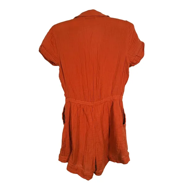 Abercrombie Cotton Gauze Romper Playsuit Womens S Orange Utility Fall Granola - Image 3