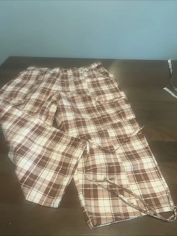 Anthropologie Brown & Cream Plaid Capris - Image 2