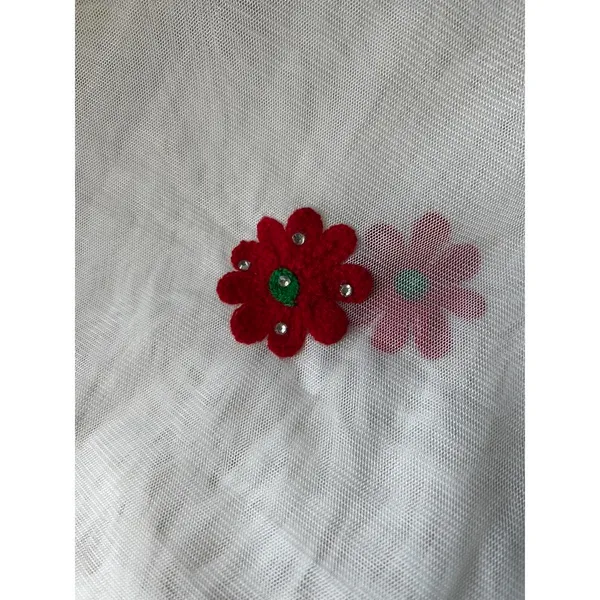 Delicate Floral Embroidered Shawl with Pom-Pom Trim - Image 3