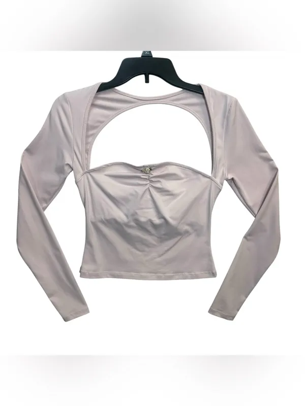 Princess Polly Pink Cutout Ruched Long Sleeve Crop Top Women’s US 4 Y2K - Image 3