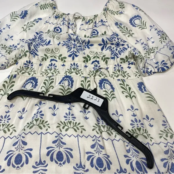 Saylor Gracey floral v neck puff sleeve Summer Dress Size L - Image 9
