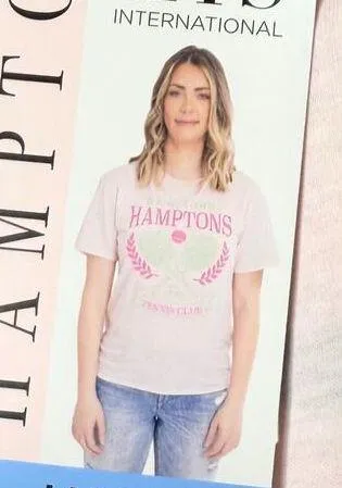 Hamptons Destinations Tennis Club Short Sleeve Graphic Tee Large Pink T-Shirt - Image 4