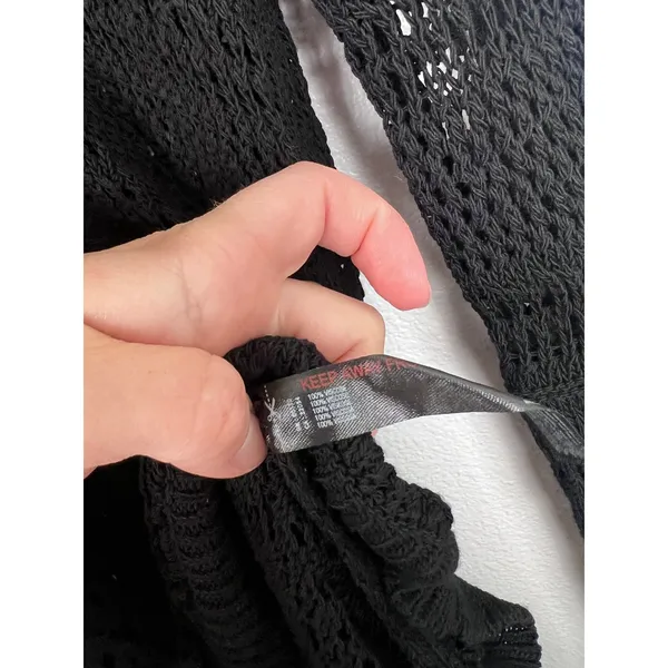 Anthropologie Women's Long Sleeve Open Knit Tunic‎ Length Sweater Black Sz M - Image 5
