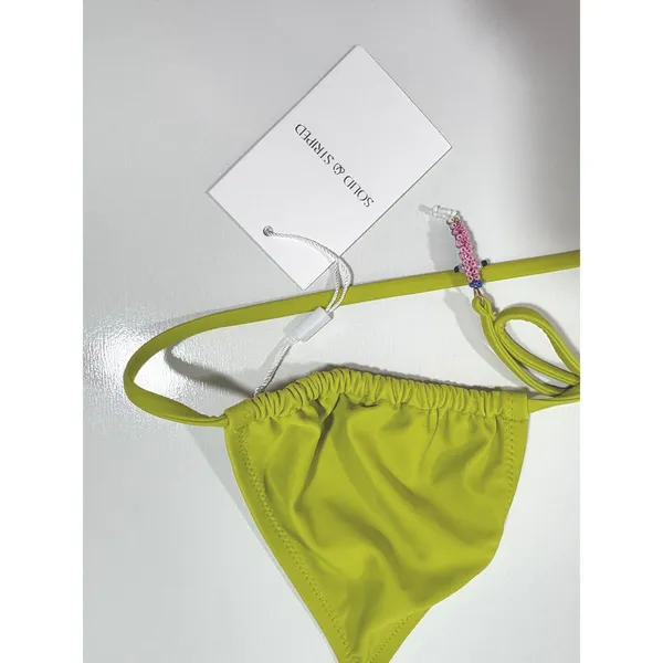 Solid & Striped The Iris Triangle Bikini Top Guava Green Fish Charms Size M - Image 5