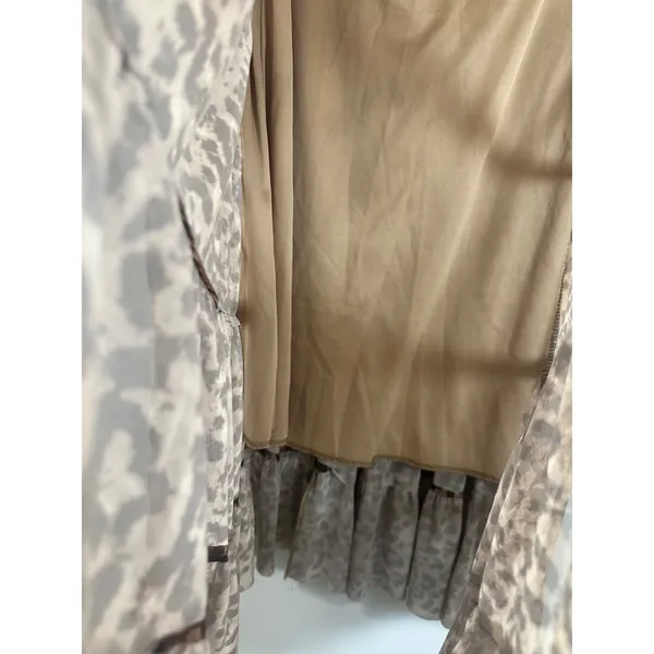 Metro Wear Leopard Print Tiered Maxi Skirt Brown Mesh Ruffle Boho Y2K Large - Image 3