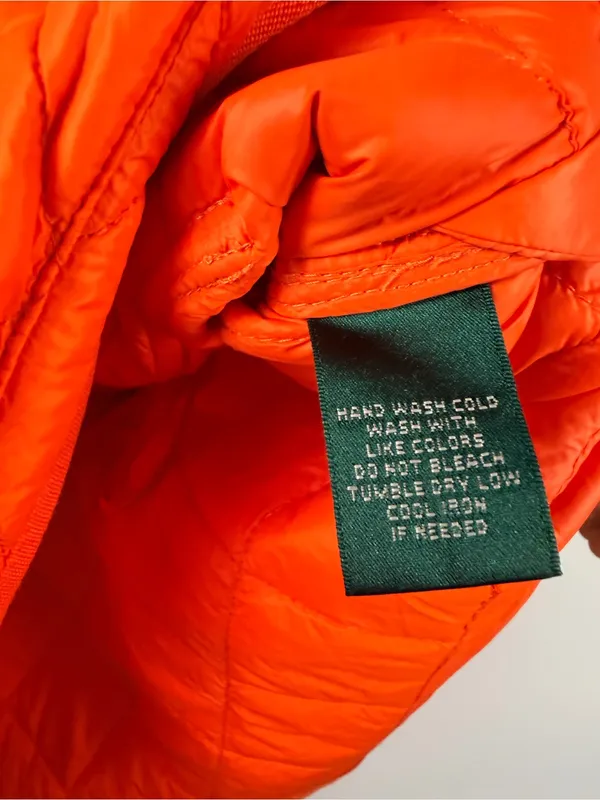 Lauren Ralph Lauren hunter orange quilted puffer vest size medium - Image 3