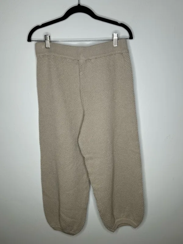 Free People Beach Knit Hailee Barrel Leg Cotton Pull on Pants Ivory size medium - Image 6