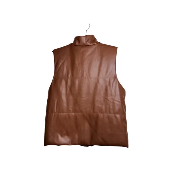 Maurices Faux Leather Vest Cognac Brown Collared Puffer - Image 6